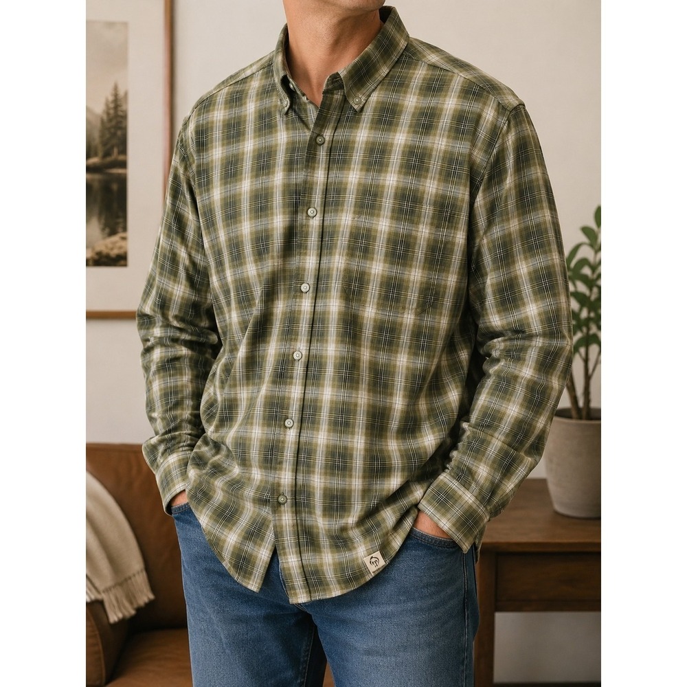 Wolverine PC Wick XXL Green Plaid Button Down Long Sleeve Shirt Outdoor Hiking